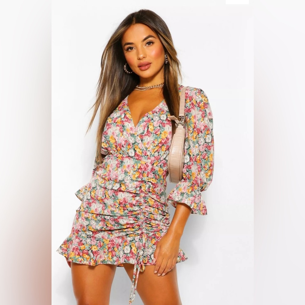 Boohoo floral wrap dress